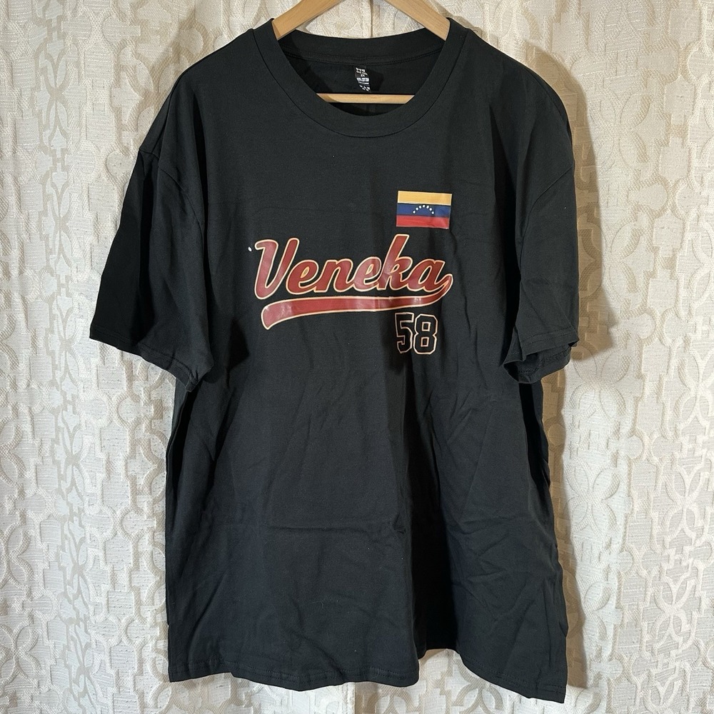 Veneka Black Soccer Shirt with Flag Emblem XXL
